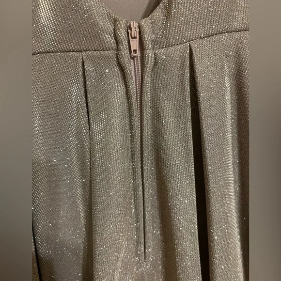 B Darlin Long Dress, Juniors' Glitter Mesh Rose color - Picture 9 of 15